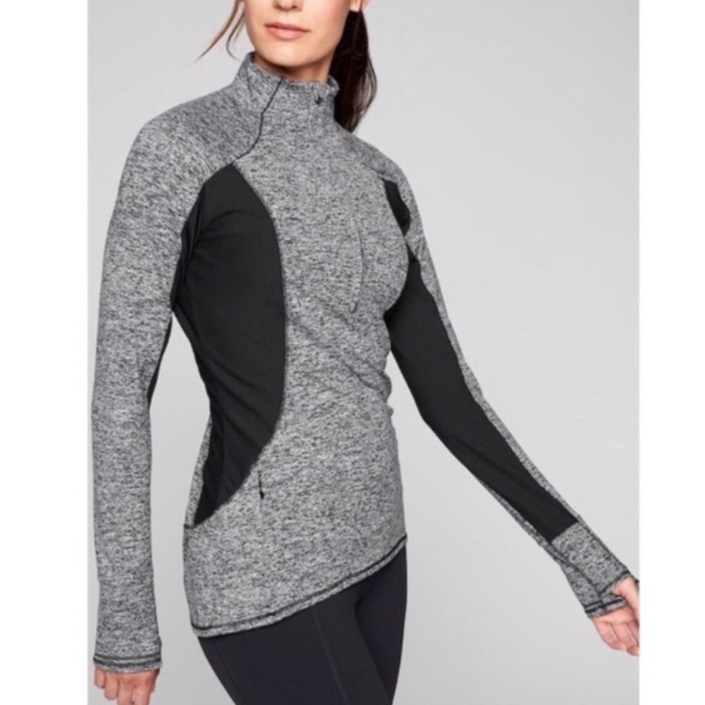 Athleta Running Wild 1/2 Zip Grey Pullover Small